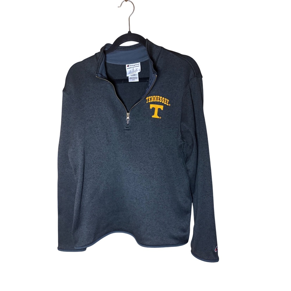 Champion Tennessee Volunteers Quarter Zip Pullover Mens Small Gray Waffle Knit
